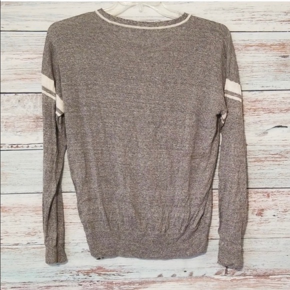 Madewell gray and white linen pullover medium - Picture 3 of 5